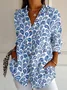 Women's Long Sleeve Shirt Spring/Fall Striped Four-Side Projectile Shawl Collar Daily Going Out Casual Top
