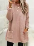 Women's Long Sleeve Spring/Fall Plain Fluff/Granular Fleece Fabric Dress Crew Neck Daily Going Out Casual Midi H-Line