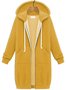 Women's Winter Outerwear Casual Plain Mid-long Hoodie Overcoat
