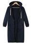 Women's Winter Outerwear Casual Plain Mid-long Hoodie Overcoat