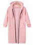 Women's Winter Outerwear Casual Plain Mid-long Hoodie Overcoat