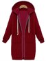 Women's Winter Outerwear Casual Plain Mid-long Hoodie Overcoat