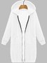 Women's Winter Outerwear Casual Plain Mid-long Hoodie Overcoat