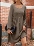 Women's Long Sleeve Summer Plain Dress Crew Neck Balloon Sleeve Daily Going Out Casual Knee Length A-Line