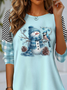 Women's Long Sleeve Tee T-shirt Spring/Fall Plaid Jersey Crew Neck Daily Going Out Casual Top