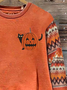 Women's Crew Neck Halloween (pumpkin) Printing Vintage Spring/Fall Long Sleeve Sweatshirt