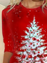 Women's Long Sleeve Tee T-shirt Spring/Fall Christmas Tree Printing Jersey Crew Neck Holiday Going Out Casual Top