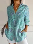 Women Geometric Long Sleeve Shirt Spring/Fall Shirt Collar Daily Casual Top