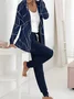 Women's Floral Two-Piece Set Daily Long Sleeve Casual Spring/Fall Top With Pants Matching Set
