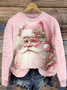 Women's Winter 3D Printing Casual Long Sleeve Crew Neck Knitted Sweater