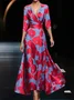 Women's Half Sleeve Summer Floral Dress V Neck Daily Going Out Casual Maxi A-Line