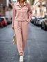 Women's Jersey Plain Daily Going Out Two Piece Set Long Sleeve Casual Spring/Fall Top With Pants Matching Set