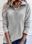Women's Long Sleeve Blouse Spring/Fall Plain Jersey Shawl Collar Daily Going Out Casual Top