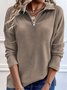 Women's Long Sleeve Blouse Spring/Fall Plain Jersey Shawl Collar Daily Going Out Casual Top