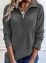 Women's Long Sleeve Blouse Spring/Fall Plain Jersey Shawl Collar Daily Going Out Casual Top
