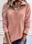 Women's Long Sleeve Blouse Spring/Fall Plain Jersey Shawl Collar Daily Going Out Casual Top