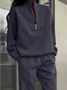 Women's Plain Daily Going Out Two Piece Set Long Sleeve Casual Spring/Fall Top With Pants Matching Set