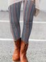 Women's Casual Striped Winter Long Leggings