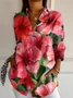 Women's Stripes Floral Long Sleeve Shirt Spring/Fall Shirt Collar Daily Casual Top