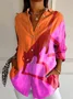 Women's Stripes Floral Long Sleeve Shirt Spring/Fall Shirt Collar Daily Casual Top