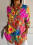 Women's Stripes Floral Long Sleeve Shirt Spring/Fall Shirt Collar Daily Casual Top