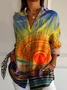Women's Stripes Floral Long Sleeve Shirt Spring/Fall Shirt Collar Daily Casual Top