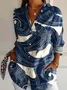 Women's Stripes Floral Long Sleeve Shirt Spring/Fall Shirt Collar Daily Casual Top
