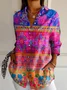 Women's Stripes Floral Long Sleeve Shirt Spring/Fall Shirt Collar Daily Casual Top
