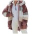 Women's Winter Outerwear Fluff/Granular Fleece Fabric Casual Split Joint Contrast Stitching Long Sleeve Hoodie Fleece Coat