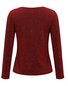 Women's Long Sleeve Tee T-shirt Spring/Fall Plain V Neck Daily Going Out Casual Top