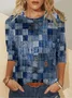 Women's Plaid Print Long Sleeve Crew Neck Daily T-shirt