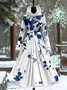 Women's Long Sleeve All Season Plain Dress Hooded Daily Going Out Vintage Maxi A-Line Fit & Flare Dress