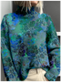 Women's Mock Neck Floral Vintage Spring/Fall Long Sleeve Sweatshirt