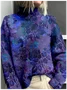 Women's Mock Neck Floral Vintage Spring/Fall Long Sleeve Sweatshirt
