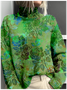 Women's Mock Neck Floral Vintage Spring/Fall Long Sleeve Sweatshirt