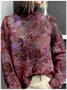 Women's Mock Neck Floral Vintage Spring/Fall Long Sleeve Sweatshirt