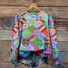 Women's Colorful Checkered Print Casual Long Sleeve Crew Neck Sweatshirt