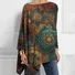 Women Ethnic Long Sleeve Blouse Spring/Fall Crew Neck Daily Casual Top