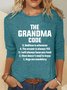 Women's Funny Grandma Code Long Sleeve Crew Neck T-Shirt