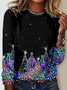 Women's Long Sleeve Tee T-shirt Spring/Fall Christmas Jersey Crew Neck Daily Going Out Casual Top