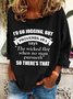 Women Text Letters Crew Neck Casual Spring/Fall Long Sleeve Sweatshirt
