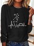 Women's Animal Long Sleeve Blouse_ Spring/Fall Crew Neck Daily Casual Top