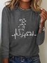 Women's Animal Long Sleeve Blouse_ Spring/Fall Crew Neck Daily Casual Top