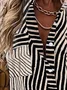 Women's Long Sleeve Shirt Spring/Fall Abstract Stripes Shirt Collar Daily Going Out Casual Top