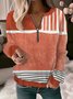 Women's Crew Neck Striped Casual Spring/Fall Long Sleeve Sweatshirt