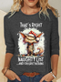 Women's Long Sleeve Blouse Spring/Fall Cat Crew Neck Daily Going Out Casual Top