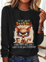 Women's Long Sleeve Blouse Spring/Fall Cat Crew Neck Daily Going Out Casual Top