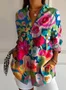 Women's Long Sleeve Shirt Spring/Fall Floral Buttoned Shirt Collar Daily Going Out Vintage Top