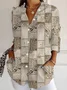 Women Geometric Long Sleeve Shirt Spring/Fall Shirt Collar Daily Casual Top