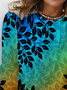 Women's Leaf Long Sleeve Floral Tee T-shirt Crew Neck Casual Spring/Fall Top